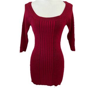 Vintage Y2K Bisou Bisou Fitted Sweater Size L Red Ribbed Vampire Whimsigoth NEW